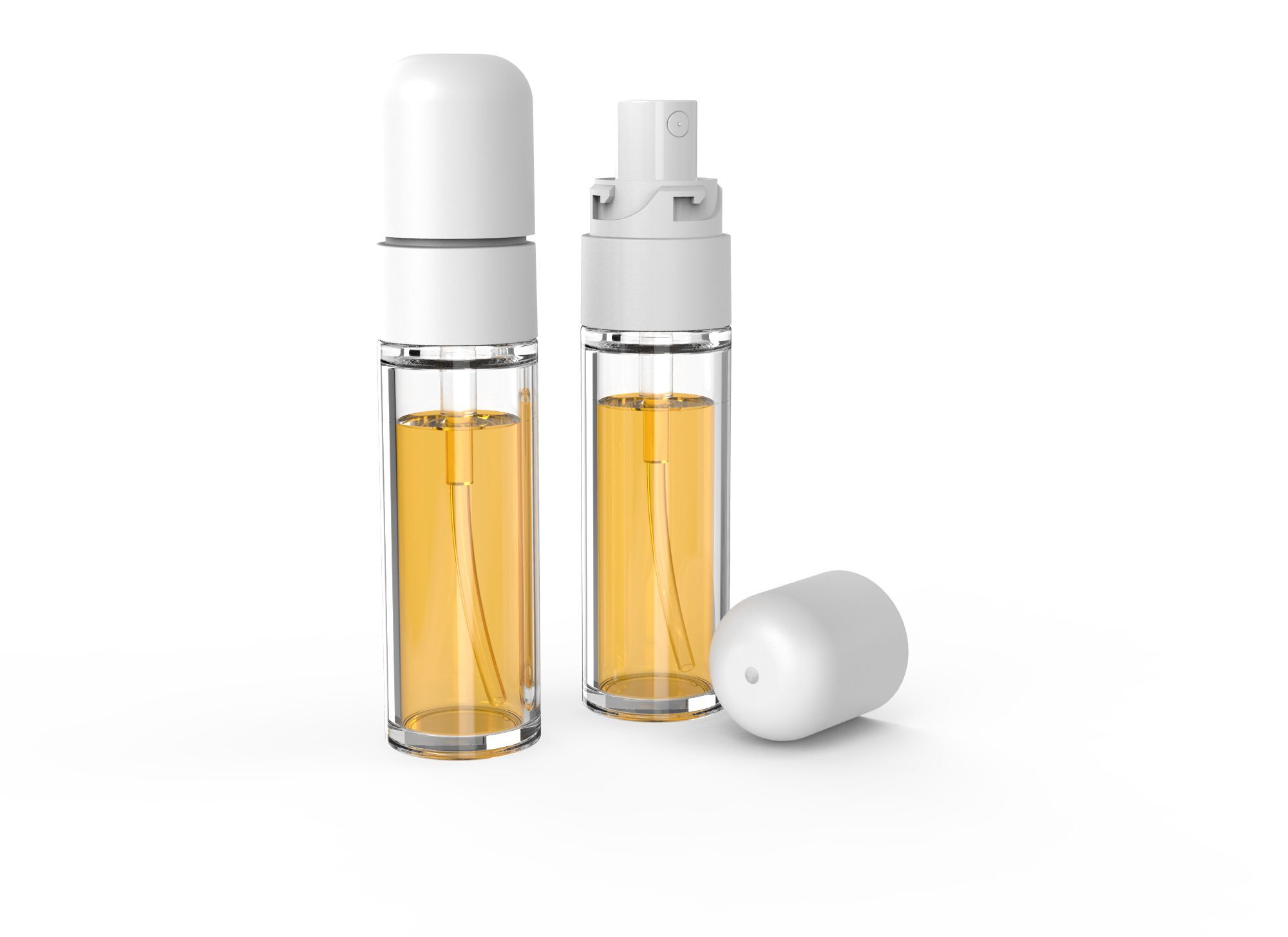 Two KushCo vaporizer cartridges filled with cannabis oil, one with a cap on the mouthpiece and the other with the cap sitting to the side